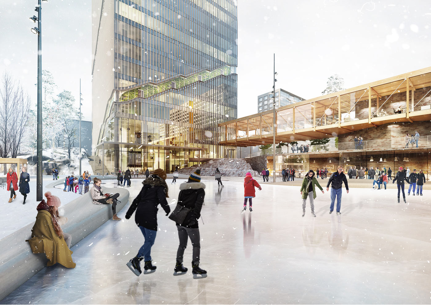 Helsinki highrise Square in Winter